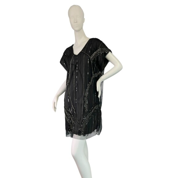 BOSS ORANGE Hugo Boss Black Sequin Cocktail Sheath Dress Short Sleeve Size 6 - Picture 1 of 15